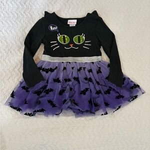 Girls Little Lass Black and Purple Cat Costume Dress